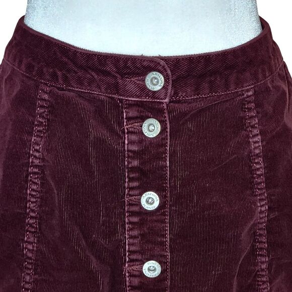 Arizona Jean Co Corduroy Skirt Burgundy Wine Button Front Y2K Juniors Size 5/27 - Picture 2 of 9